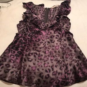 Rebecca Taylor purple 100% silk leopard top sz 6